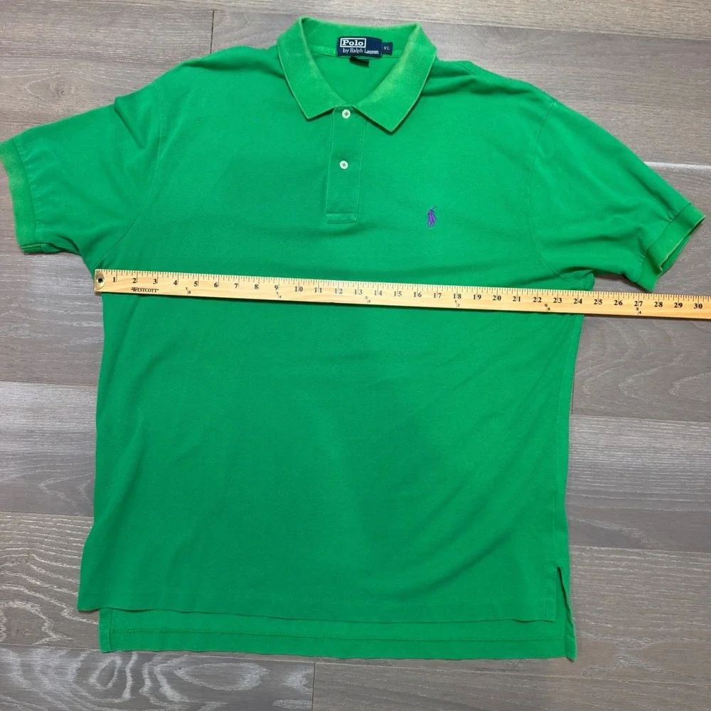 Polo Ralph Lauren Mens XL Kelly Green Short Sleeve Pique Polo Shirt‎ Purple Pony